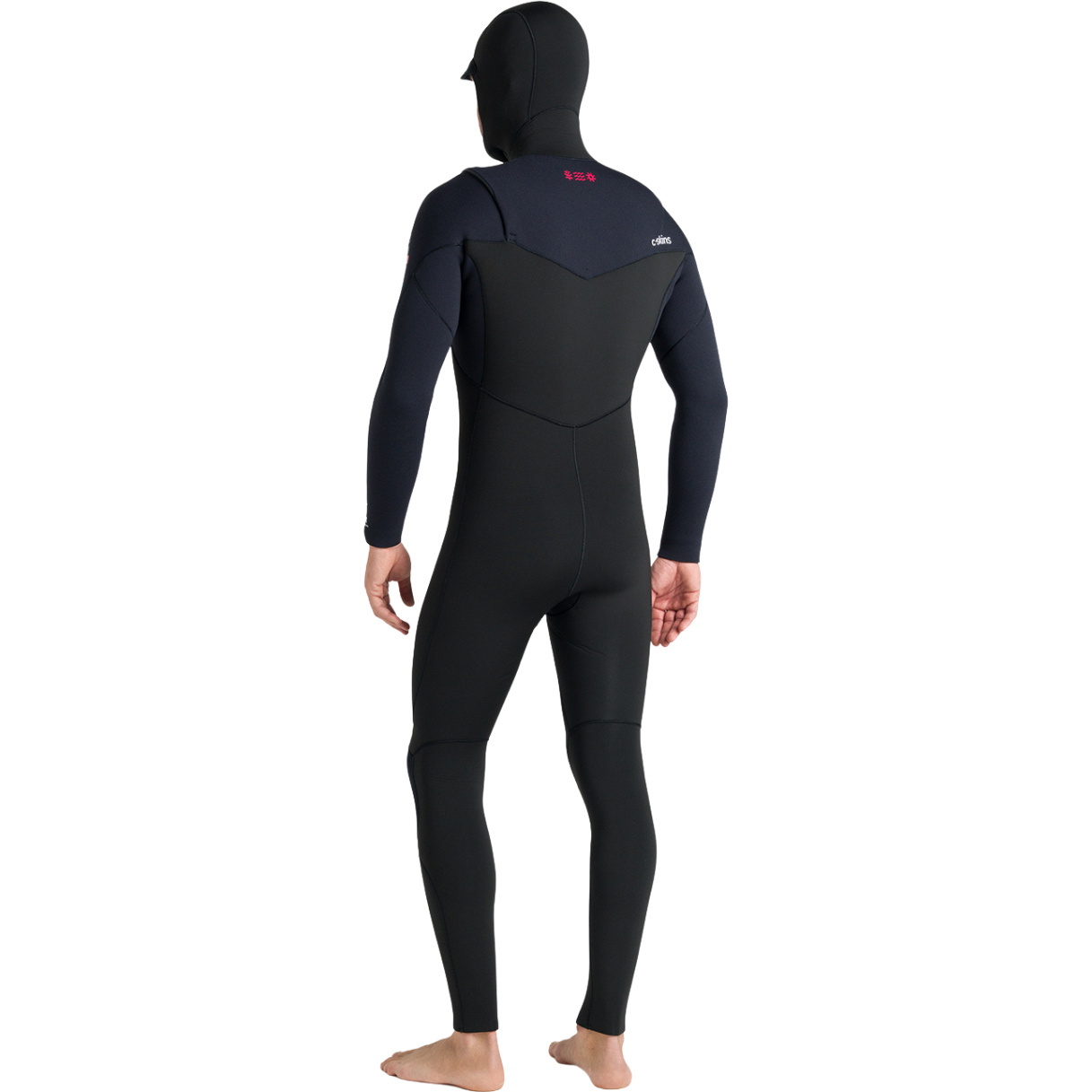 2026 C-Skins Mens Nuwave Session 5/4/3mm Hooded Wetsuit CSE54MH - Black / Black / Red